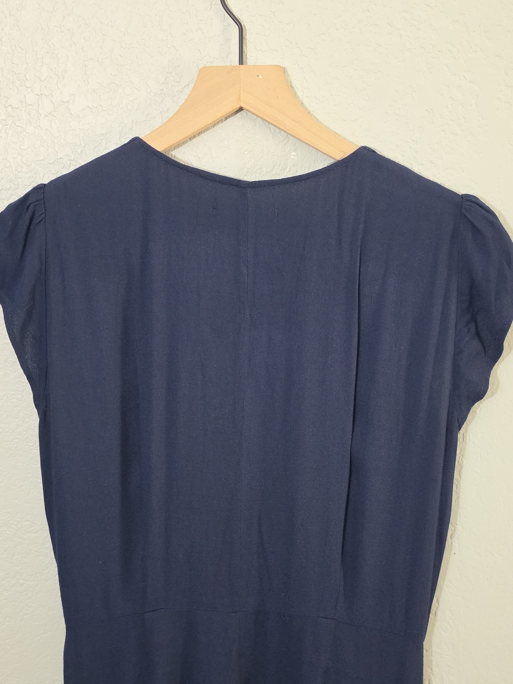 Reformation Marina Jumpsuit Navy Cap-Sleeve Button-Front Wide Leg Womens 8 - Picture 12 of 13